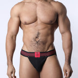 Cellblock 13 Tight End 2 Inch Snap Up Shadow Jockstrap Black Red