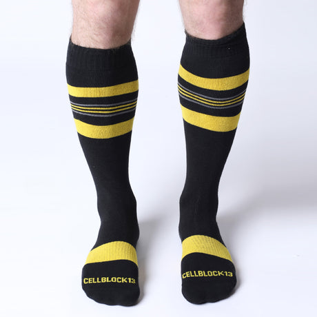 Cellblock 13 Tight End Shadow Socks Black Yellow