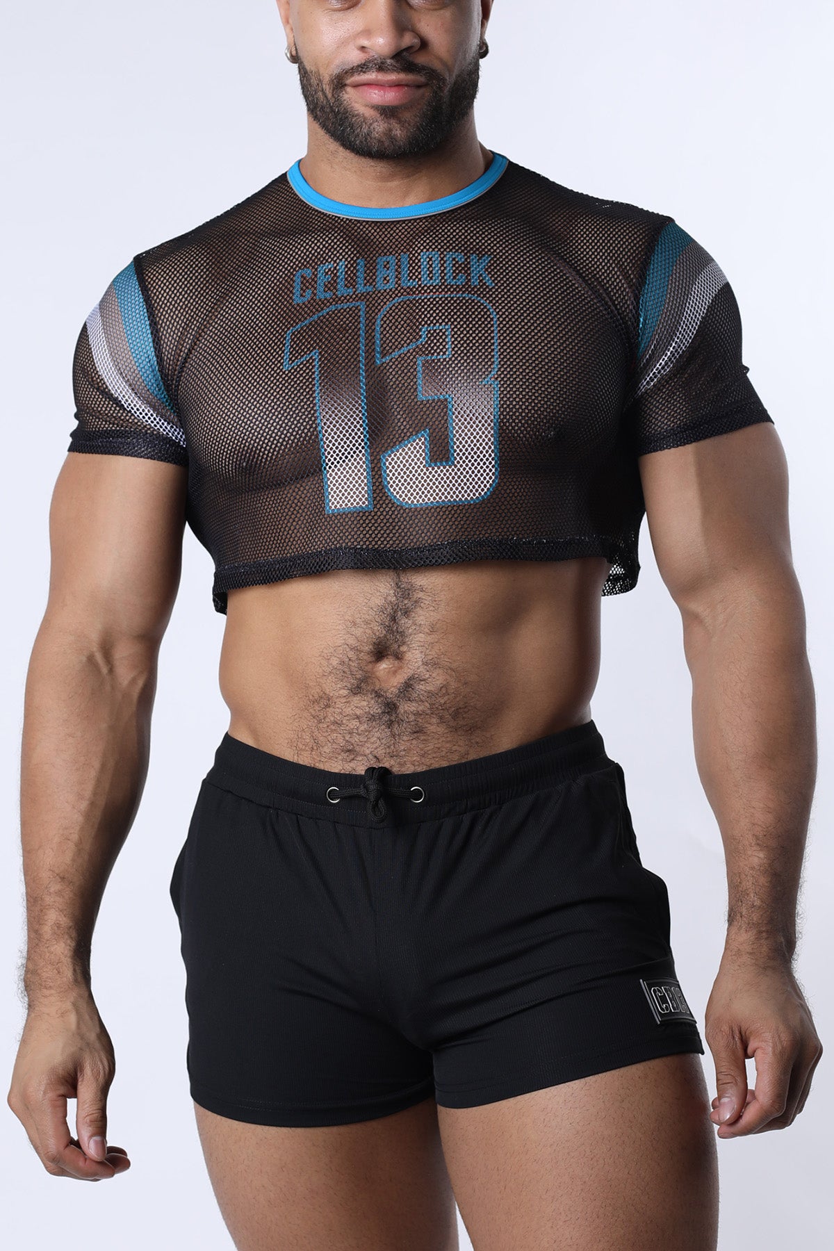 Cellblock 13 Chain Reaction Mesh Crop Top Blue