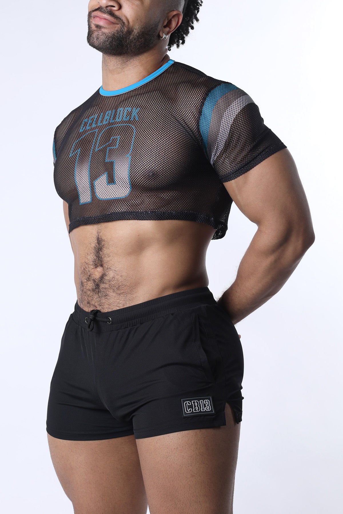 Cellblock 13 Chain Reaction Mesh Crop Top Blue