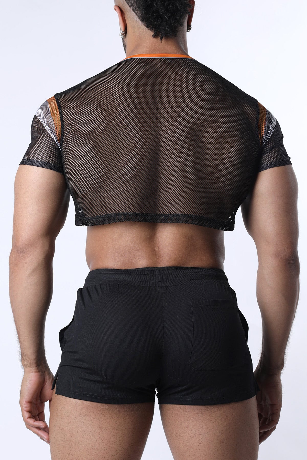 Cellblock 13 Chain Reaction Mesh Crop Top Orange