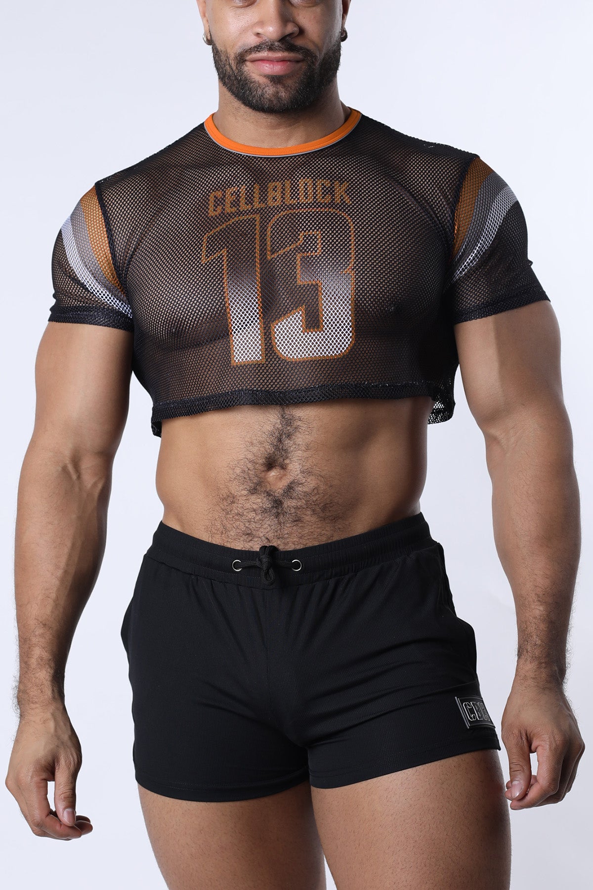 Cellblock 13 Chain Reaction Mesh Crop Top Orange
