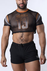 Cellblock 13 Chain Reaction Mesh Crop Top Orange
