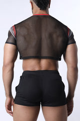Cellblock 13 Chain Reaction Mesh Crop Top Red