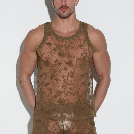 Code 22 Embroidered Tank Top Latte