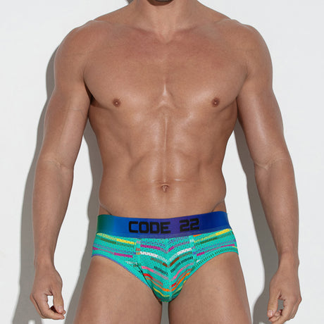 Code 22 Pride Mesh Brief Tuquoise