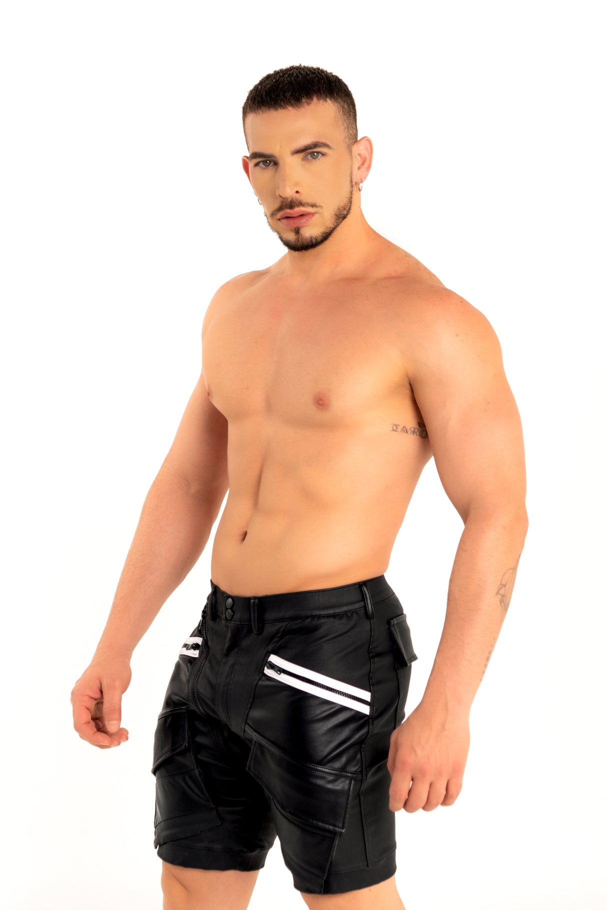 Dale Mas Industrial Cargo Short Zipper Black White