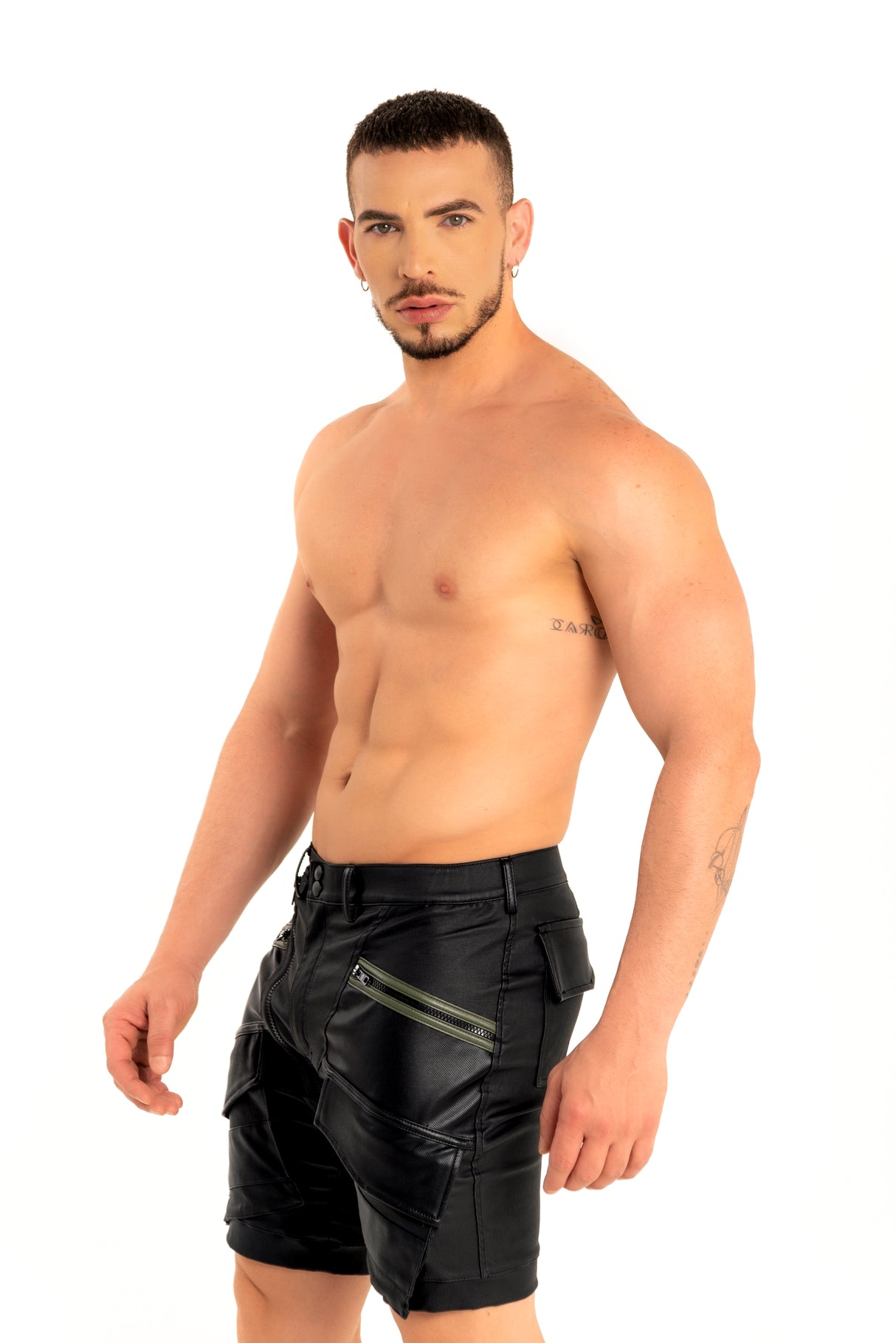 Dale Mas Industrial Cargo Short Zipper Black Military Green