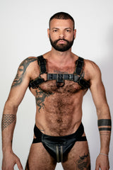 ruff GEAR Double Tone Leather Bulldog Harness Army Black