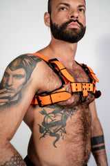 ruff GEAR Bold Leather Bulldog Harness Neon Orange