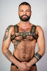 ruff GEAR Bold Leather Bulldog Harness Army