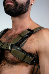 ruff GEAR Bold Leather Bulldog Harness Army