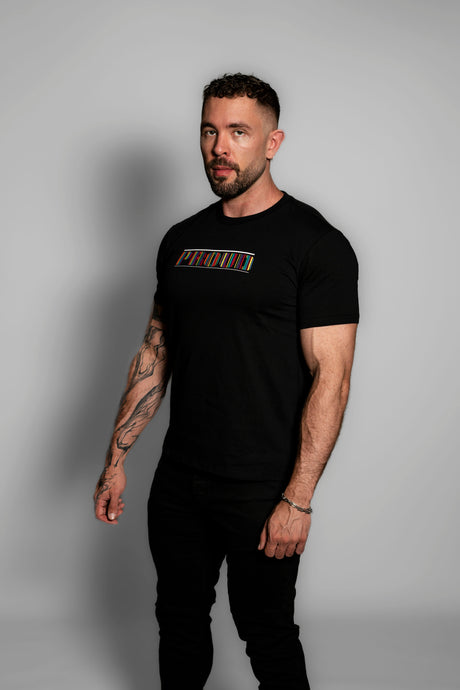 ruff GEAR Barcode Graphic T-Shirt PROUD BLACK RAINBOW