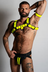 ruff GEAR Bold Leather Bulldog Harness Neon Yellow