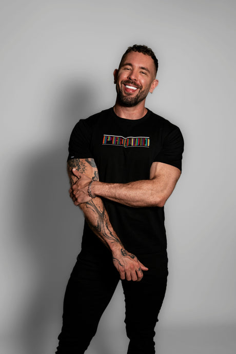 ruff GEAR Barcode Graphic T-Shirt PROUD BLACK RAINBOW
