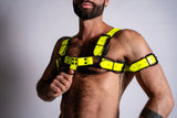 ruff GEAR Bold Leather Bulldog Harness Neon Yellow