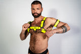 ruff GEAR Bold Leather Bulldog Harness Neon Yellow