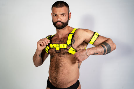 ruff GEAR Bold Leather Bulldog Harness Neon Yellow