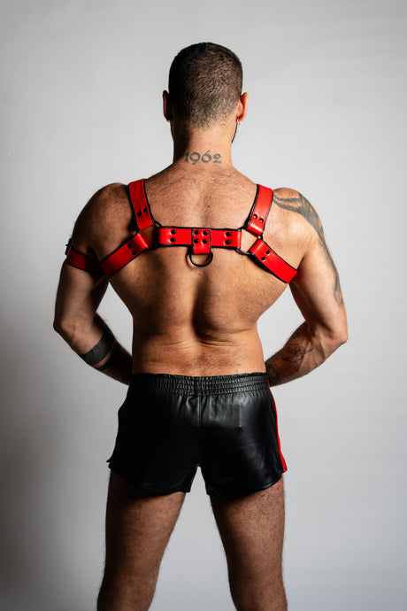 ruff GEAR Bold Leather Bulldog Harness Red