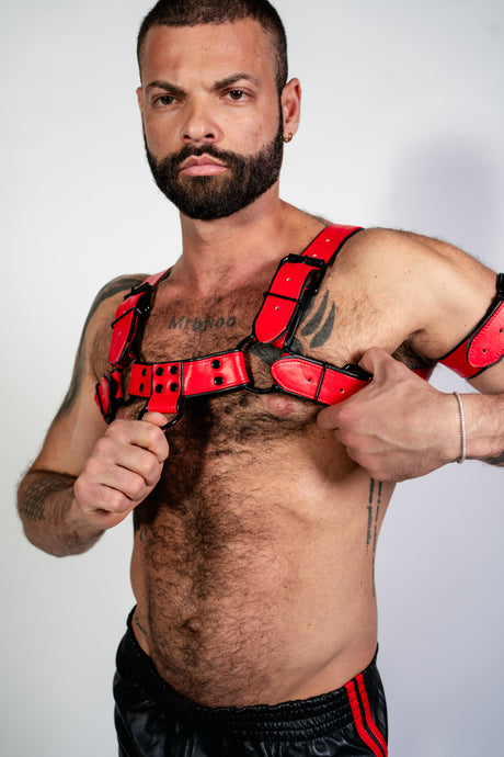 ruff GEAR Bold Leather Bulldog Harness Red