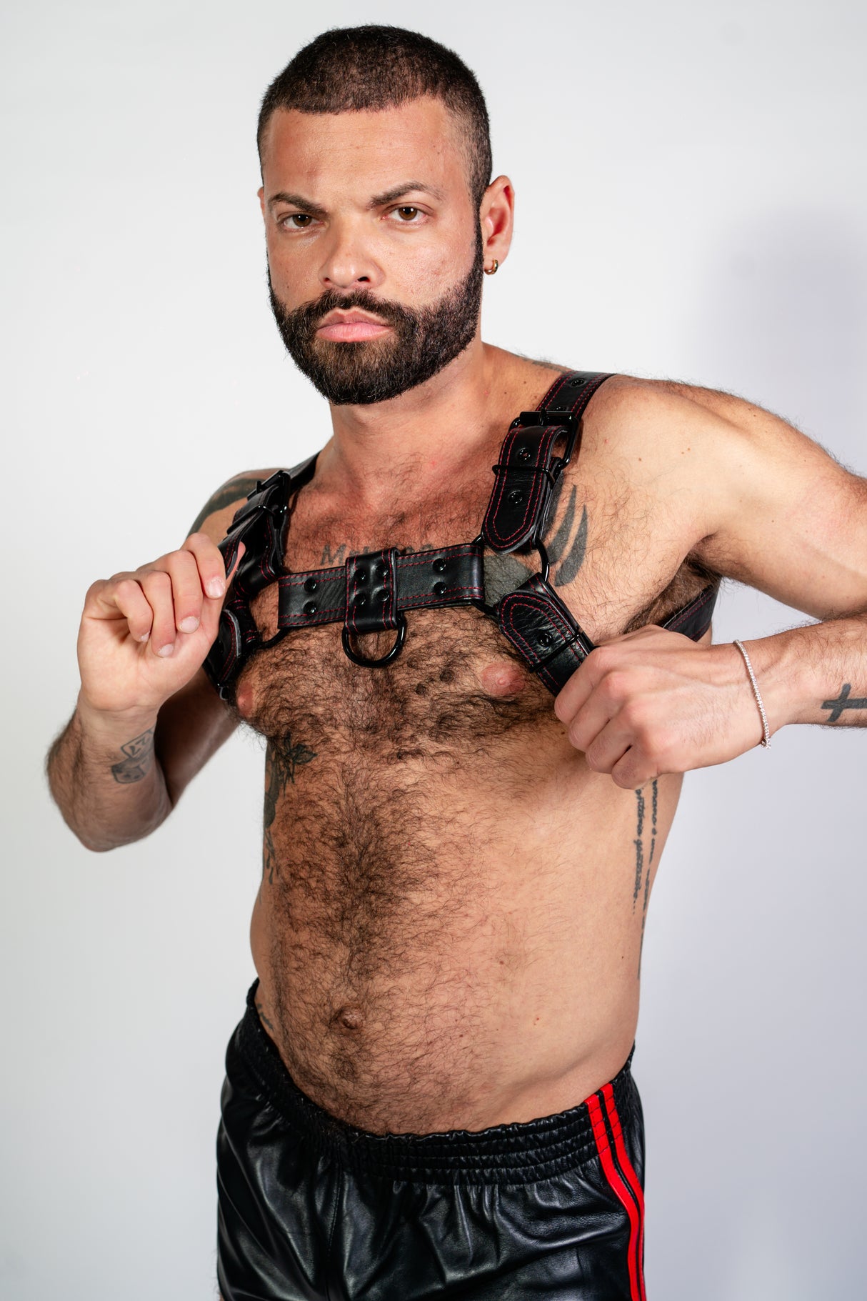 ruff GEAR RAW  Leather Bulldog Harness Black Red