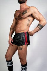 ruff GEAR Double Tone Leather Sports Shorts Black Red