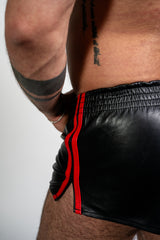 ruff GEAR Double Tone Leather Sports Shorts Black Red