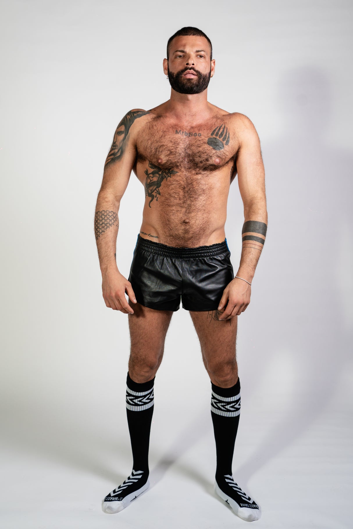 ruff GEAR Double Tone Leather Sports Shorts Black Blue