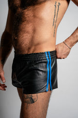 ruff GEAR Double Tone Leather Sports Shorts Black Blue