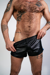 ruff GEAR Double Tone Leather Sports Shorts Black Blue
