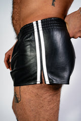 ruff GEAR Double Tone Leather Sports Shorts Black White