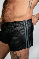ruff GEAR Double Tone Leather Sports Shorts Black Grey