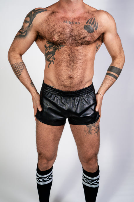 ruff GEAR Double Tone Leather Sports Shorts Black Black