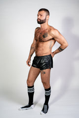 ruff GEAR Double Tone Leather Sports Shorts Black Black