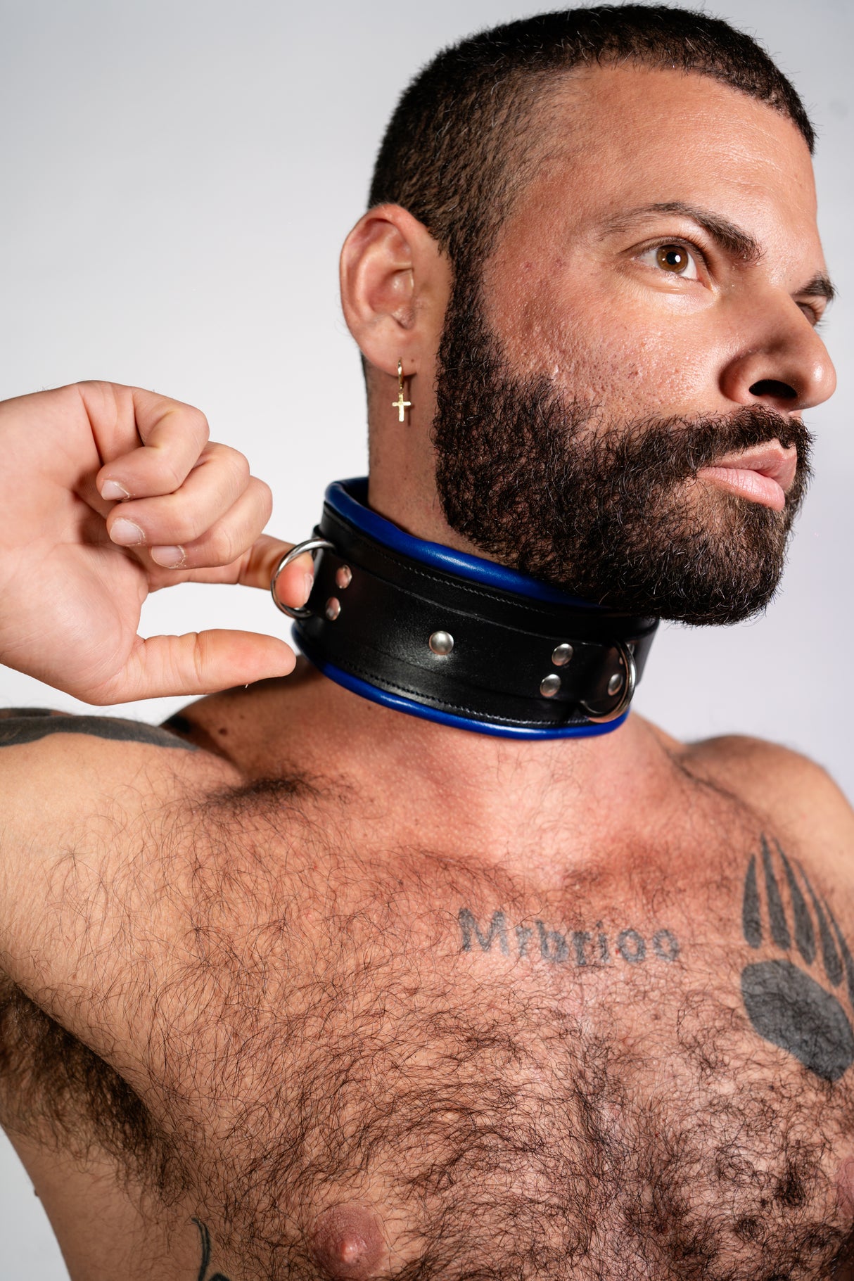 ruff GEAR Leather Padded Neck Collar Blue