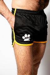 PWR Pup Mesh Paw Print Short Black Yellow