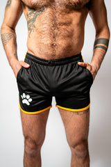 PWR Pup Mesh Paw Print Short Black Yellow