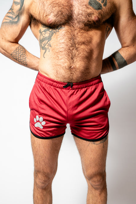 PWR Pup Mesh Paw Print Short Red Black