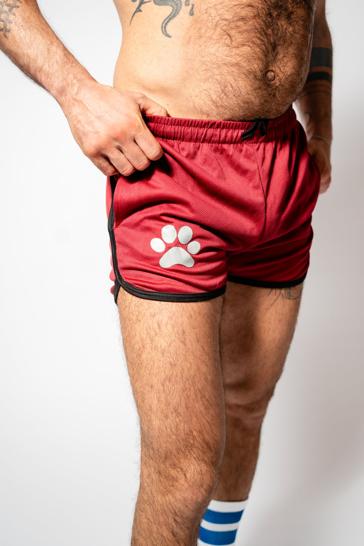 PWR Pup Mesh Paw Print Short Red Black