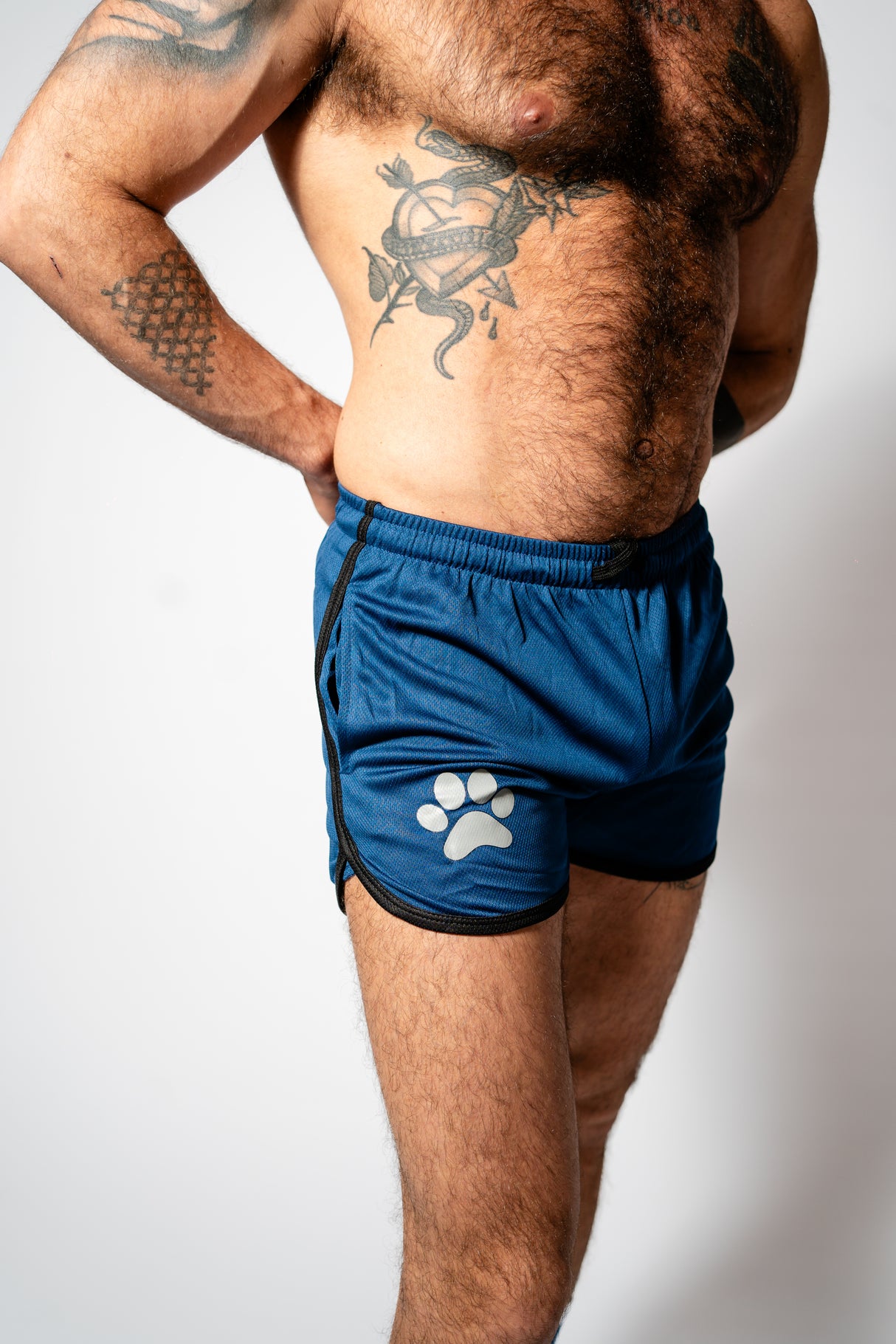 PWR Pup Mesh Paw Print Short Navy Black