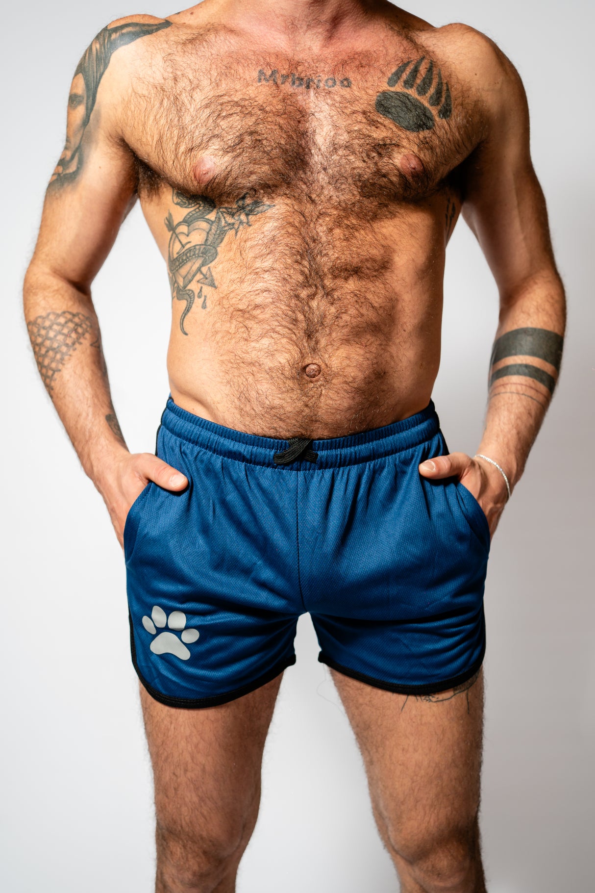 PWR Pup Mesh Paw Print Short Navy Black