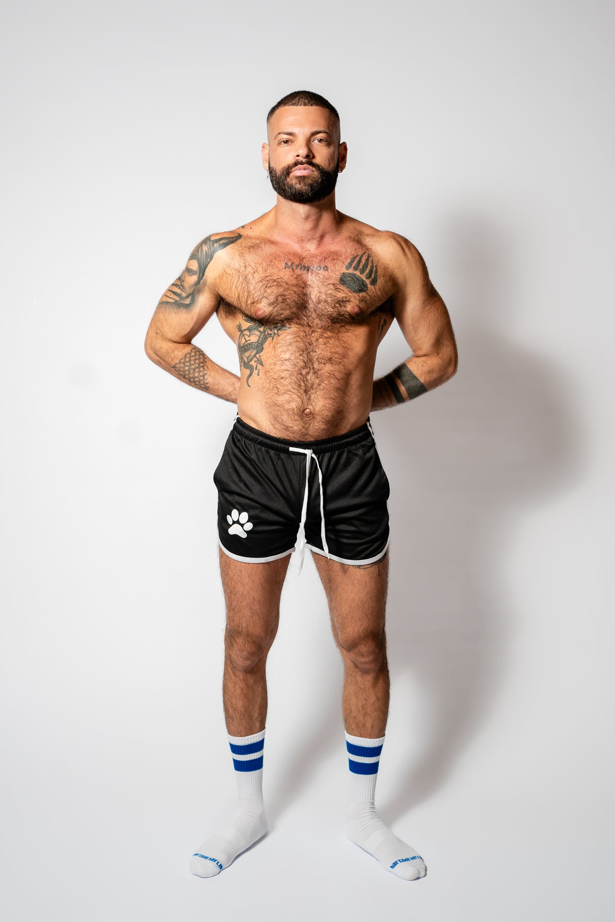 PWR Pup Mesh Paw Print Short Black White