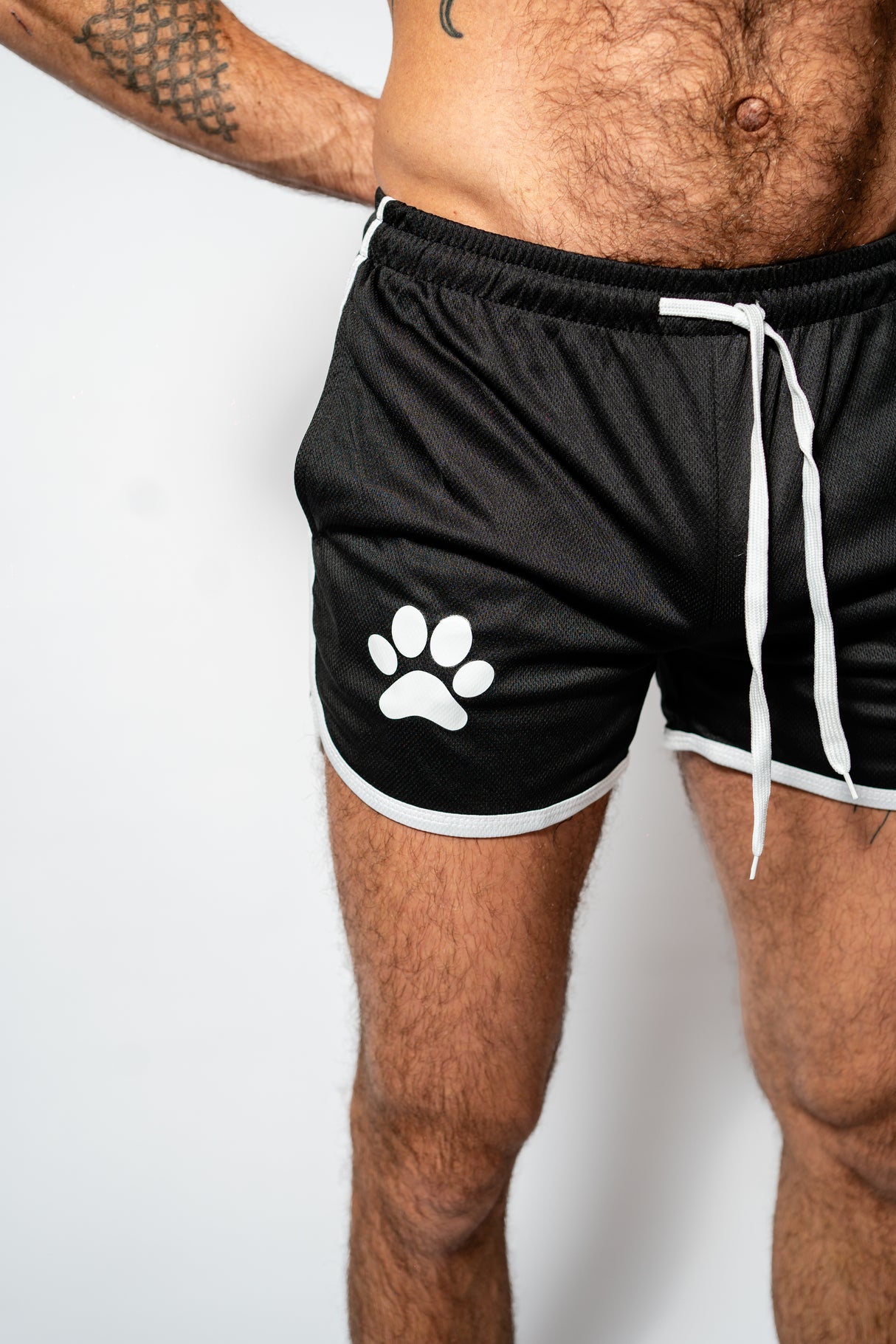 PWR Pup Mesh Paw Print Short Black White