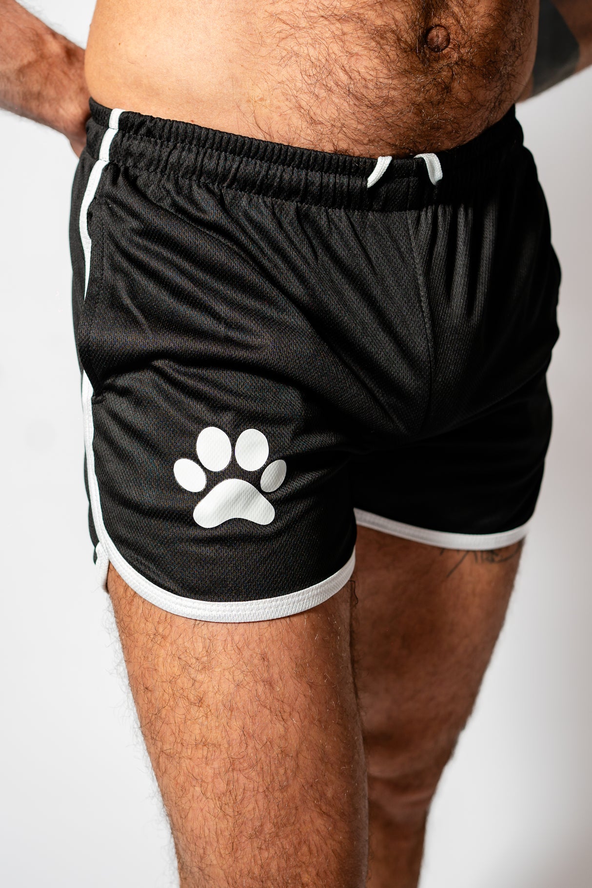 PWR Pup Mesh Paw Print Short Black White