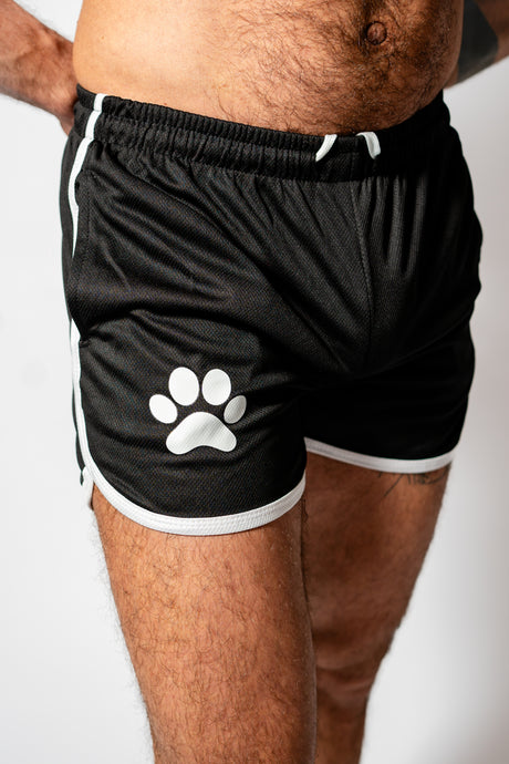 PWR Pup Mesh Paw Print Short Black White