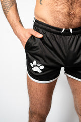PWR Pup Mesh Paw Print Short Black White
