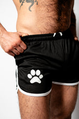 PWR Pup Mesh Paw Print Short Black White