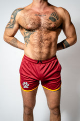 PWR Pup Mesh Paw Print Short Claret Yellow