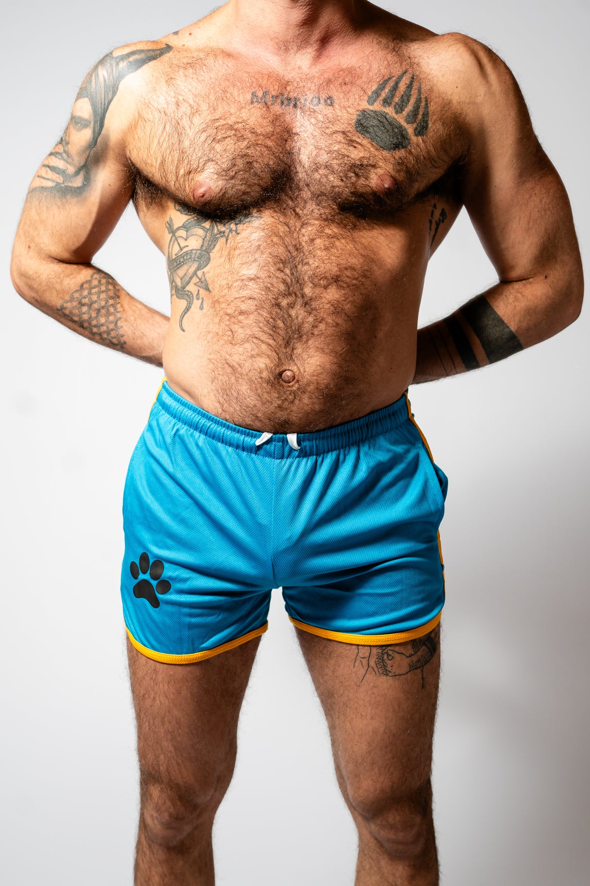PWR Pup Mesh Paw Print Short Blue Yellow