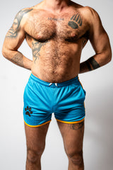PWR Pup Mesh Paw Print Short Blue Yellow